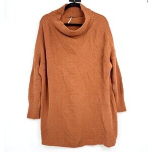 Free People Ottoman M Slouchy Tunic Oversized Knit Sweater Heavy Orange Boho